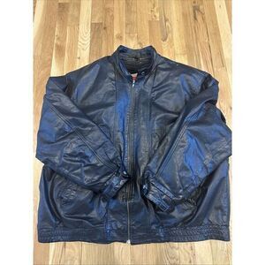 Vintage Cooper Black Leather Lined Motorcycle Jacket Coat Mens 3XL Made in USA